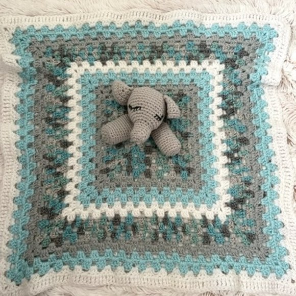 Hand Crafted Other - Vintage Handcrafted Blue White & Gray Child Blanket